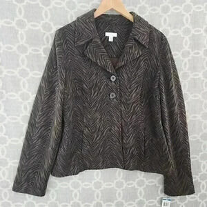 NWT Charter Club Animal Striped Textured Women's Blazer‎ XL